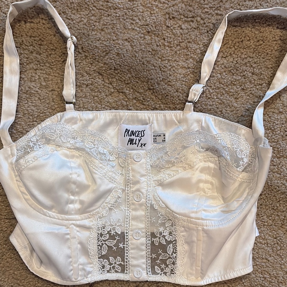 Princess Polly White Lace Bustier Top